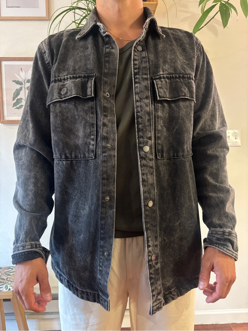 No Boundaries Washed Black Shirt Jacket
